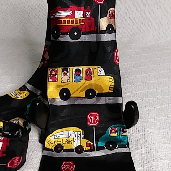 Fratello Hand Made School Bus Traffic Tie - Picture 2 of 4